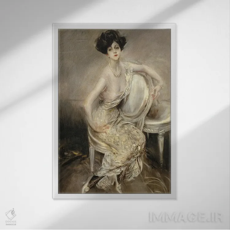 تابلو 1911,پرتره ریتا د آکوستا لیدیگ، ۱۹۱۱ اثر جیووانی بولباوری (نقاش ایتالیایی) - نمای قابدار سفید