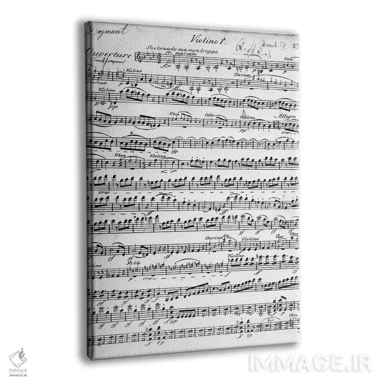 تابلو c.1809-10,نت ابتدایی اپرای "اگمونت"، حدود ۱۸۰۹-۱۰ اثر لودویگ فان بتهوون (آهنگساز و نقاش آلمانی) - نمای پرسپکتیو محصول