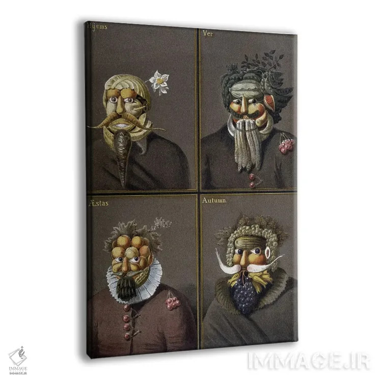 تابلو چهار فصل: مردانی با سر سبزیجات به سبک جوزپه آرچیمبولدو اثر جوزپه آرچیمبولدو (نقاش سورئالیست ایتالیایی) - نمای پرسپکتیو محصول