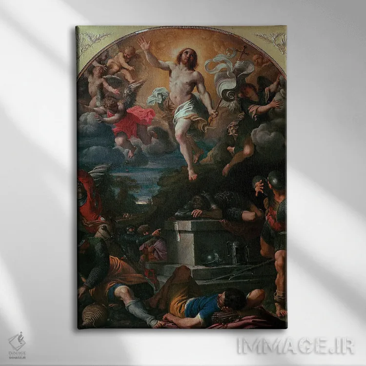 تابلو 1593,تابلوی رستاخیز مسیح، ۱۵۹۳ اثر آنیبال کاراچی (نقاش ایتالیایی) - نمای روبهرو روی دیوار