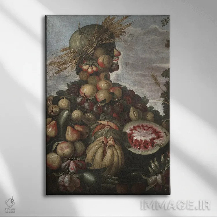 تابلو C.1580-1600,پاییز، حدود ۱۵۸۰-۱۶۰۰ اثر جوزپه آرچیمبولدو (نقاش سورئالیست ایتالیایی) - نمای روبهرو روی دیوار