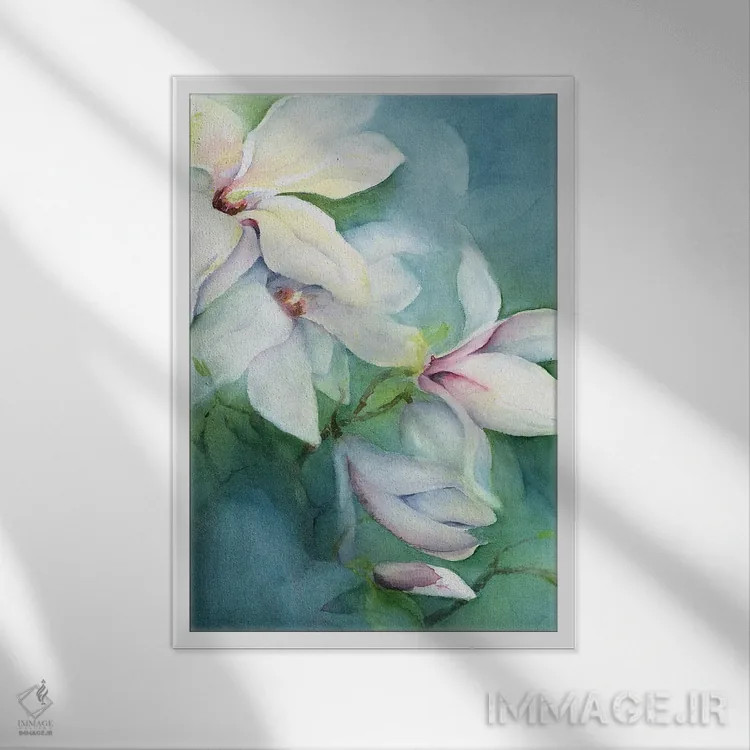 تابلو ماگنولیا ددوداتا (نوعی گیاه) اثر کارن آرمیتاژ - نمای قابدار سفید
