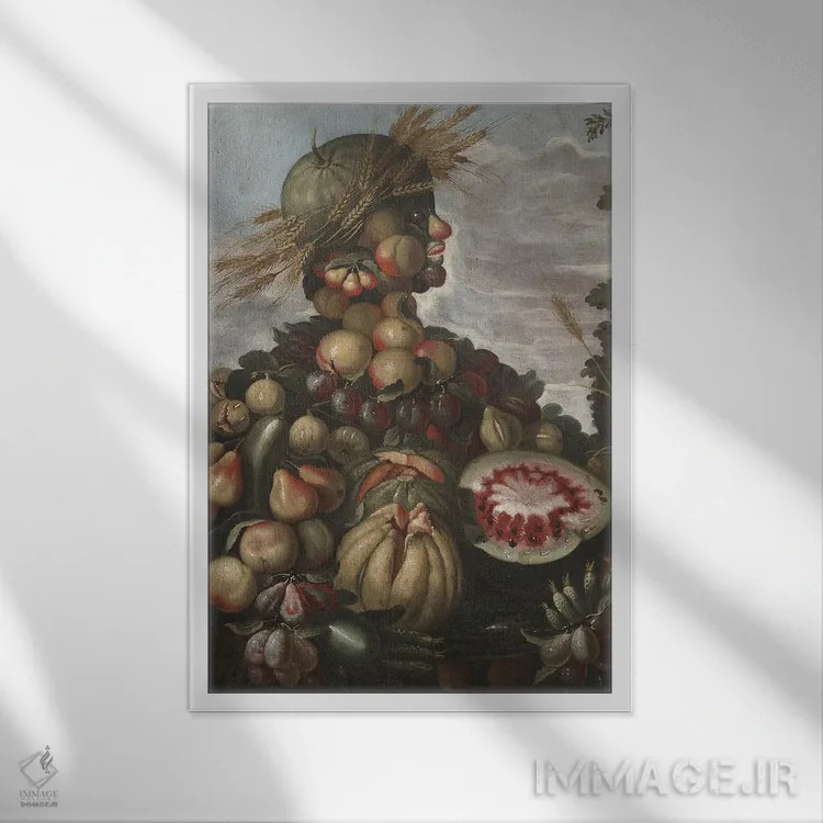 تابلو C.1580-1600,پاییز، حدود ۱۵۸۰-۱۶۰۰ اثر جوزپه آرچیمبولدو (نقاش سورئالیست ایتالیایی) - نمای قابدار سفید