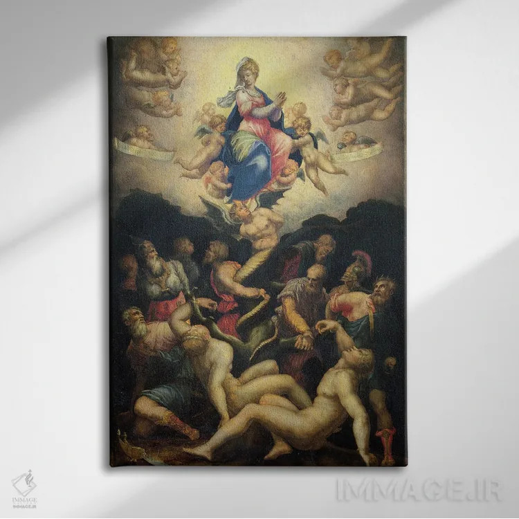 تابلو تمثیل لقاح پاک اثر جورجو وازاری (نقاش و تاریخنگار ایتالیایی) - نمای روبهرو روی دیوار