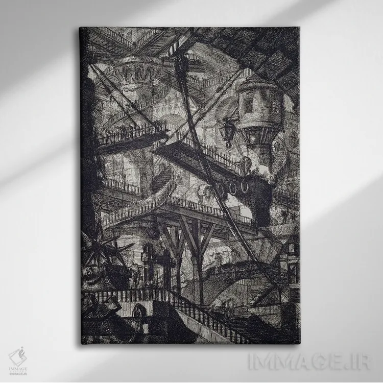 تابلو 1760,کارچری ۷، ۱۷۶۰ (نام مجموعهٔ هنری) اثر جیووانی باتیستا پیرانزی (هنرمند و معمار ایتالیایی) - نمای روبهرو روی دیوار