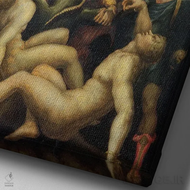 تابلو تمثیل لقاح پاک اثر جورجو وازاری (نقاش و تاریخنگار ایتالیایی) - نمای نزدیک بافت بوم