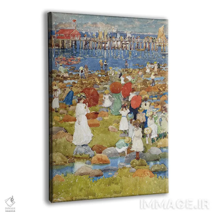 تابلو ساحل سنگی اثر موریس برزیل پرندرگست (نقاش امپرسیونیست آمریکایی) - نمای پرسپکتیو محصول