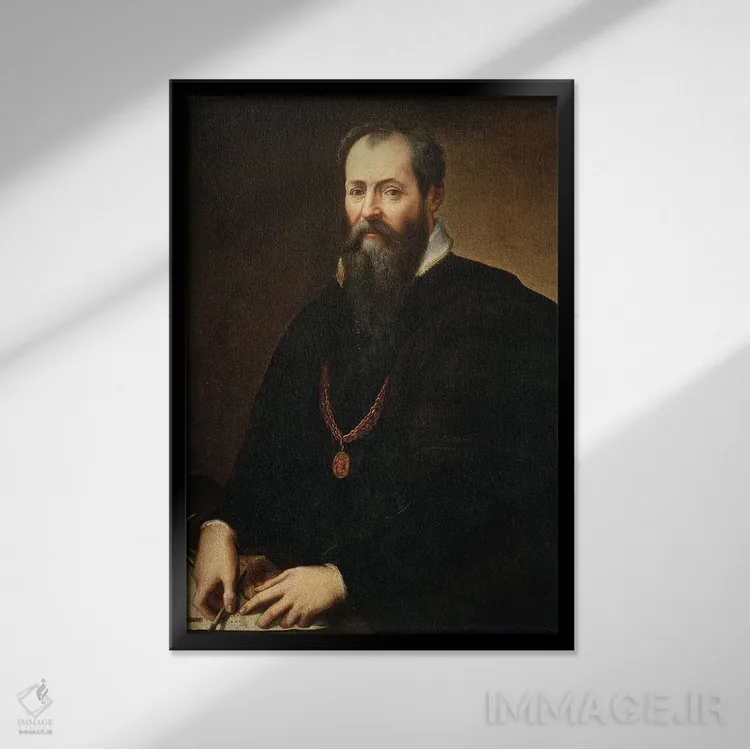 تابلو 1566-68,خودنگاره، ۱۵۶۶-۶۸ اثر جورجو وازاری (نقاش و تاریخنگار ایتالیایی) - نمای قابدار مشکی