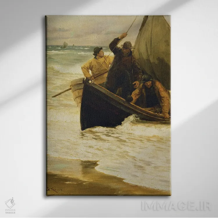 تابلو ماهیگیر بازگشته به خانه، اسکاین، ۱۸۸۵ اثر پدر سورین کرُیِر - نمای روبهرو روی دیوار