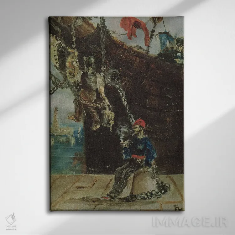 تابلو ملوانی بر اسکله، ۱۸۸۰ اثر آنری دو تولوز-لوترک - نمای روبهرو روی دیوار