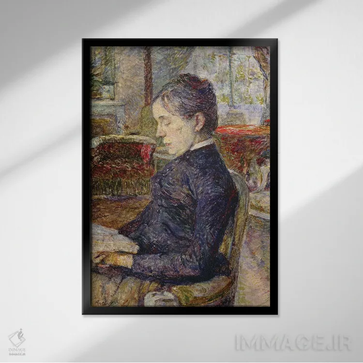 تابلو آدل تاپی دو سُلیران، کنتس تولوز-لوترک-مونفا در سالن قصر مالروم، ۱۸۸۷ اثر آنری دو تولوز-لوترک - نمای قابدار مشکی