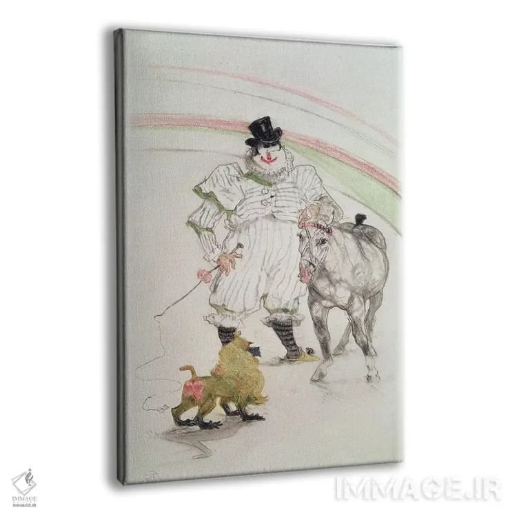 تابلو 1899,در سیرک: اجرای اسب و میمون، ۱۸۹۹ اثر آنری دو تولوز-لوترک - نمای پرسپکتیو محصول