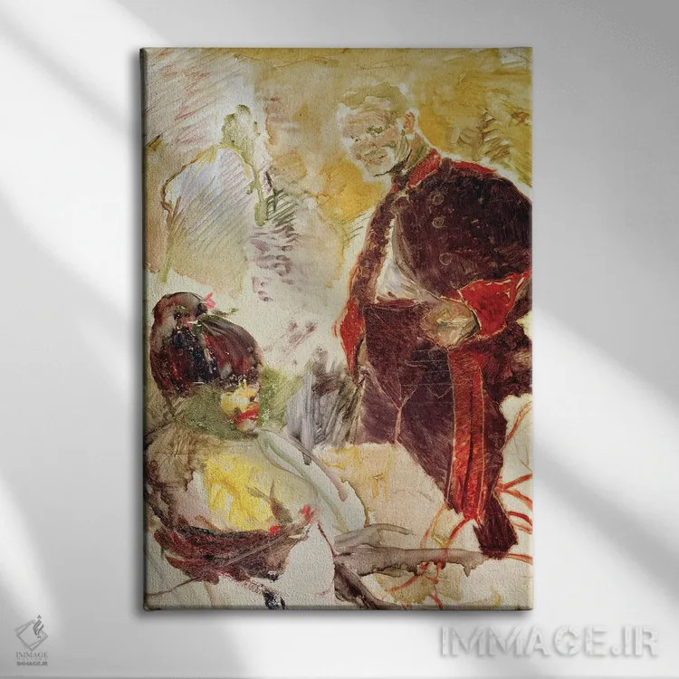 تابلو 1886,سرباز توپخانه و دختر، ۱۸۸۶ اثر آنری دو تولوز-لوترک - نمای روبهرو روی دیوار