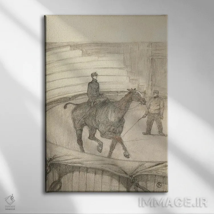 تابلو 1899,در سیرک: تمرین (بازسازی صحنه)، ۱۸۹۹ اثر آنری دو تولوز-لوترک - نمای روبهرو روی دیوار