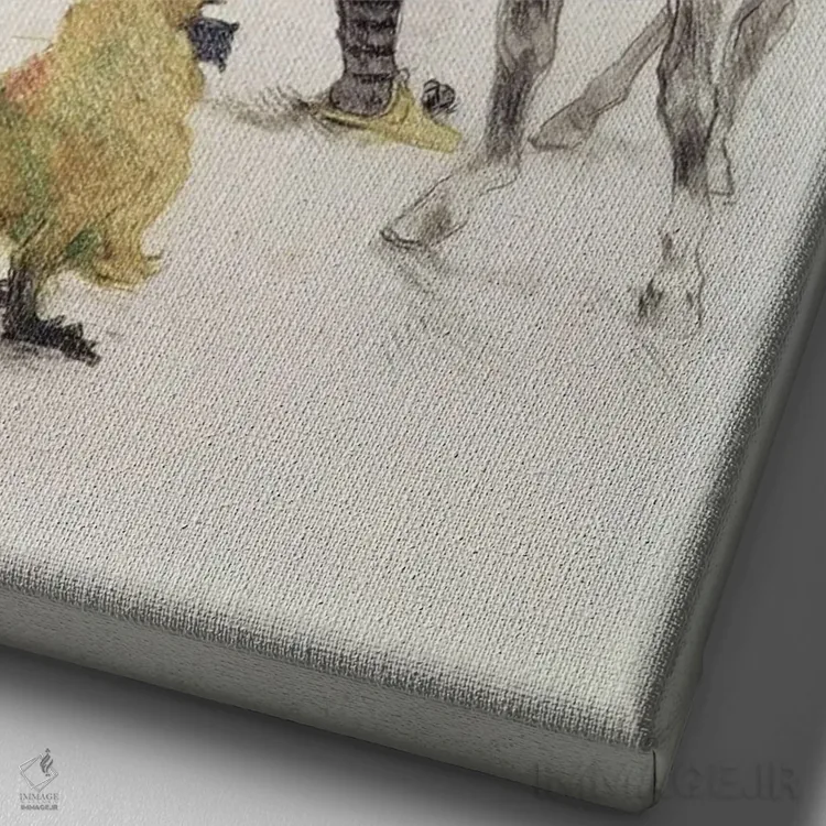 تابلو 1899,در سیرک: اجرای اسب و میمون، ۱۸۹۹ اثر آنری دو تولوز-لوترک - نمای نزدیک بافت بوم