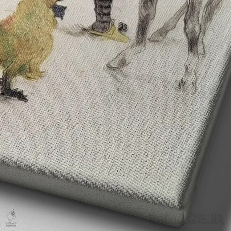 تابلو 1899,در سیرک: اجرای اسب و میمون، ۱۸۹۹ اثر آنری دو تولوز-لوترک - نمای نزدیک بافت بوم