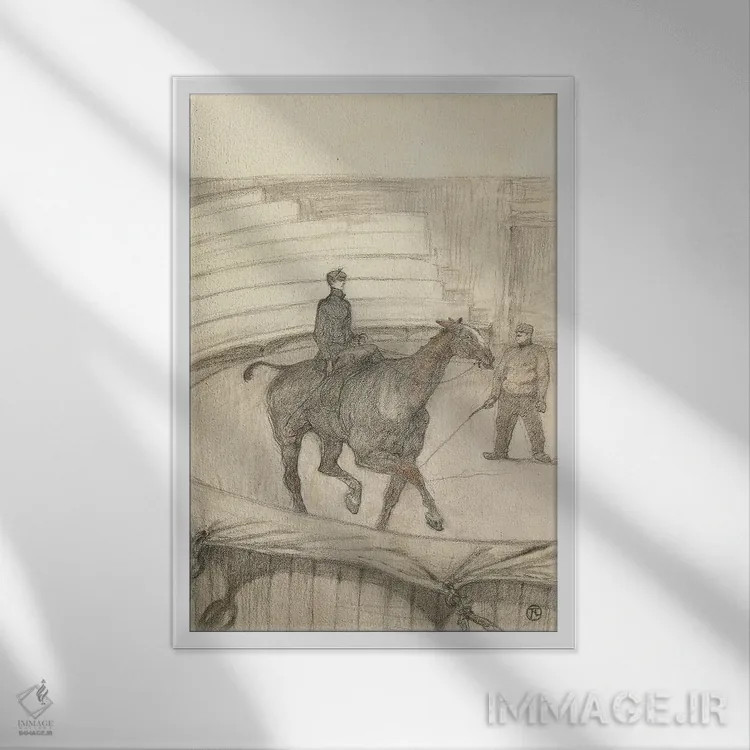 تابلو 1899,در سیرک: تمرین (بازسازی صحنه)، ۱۸۹۹ اثر آنری دو تولوز-لوترک - نمای قابدار سفید