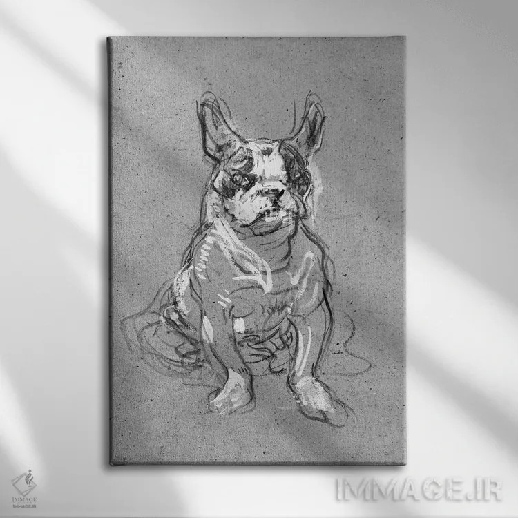 تابلو The Bulldog Of Madame Palmyre At La Souris, 1897,بوبول، بولداگ مادام پالمیر در لا سوریس، ۱۸۹۷ اثر آنری دو تولوز-لوترک - نمای روبهرو روی دیوار
