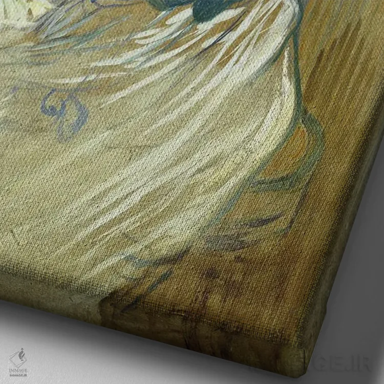 تابلو Madame Juliette Pascal In The Salon Of The Chateau De Malrome, 1896,پای پیانو، مادام ژولیت پاسکال در سالن قلعه مالروم، ۱۸۹۶ اثر آنری دو تولوز-لوترک - نمای نزدیک بافت بوم