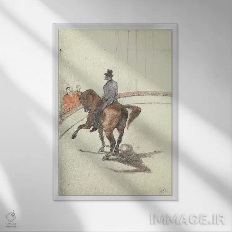 تابلو 1899,در سیرک: راه رفتن اسپانیایی، ۱۸۹۹ اثر آنری دو تولوز-لوترک - نمای قابدار سفید