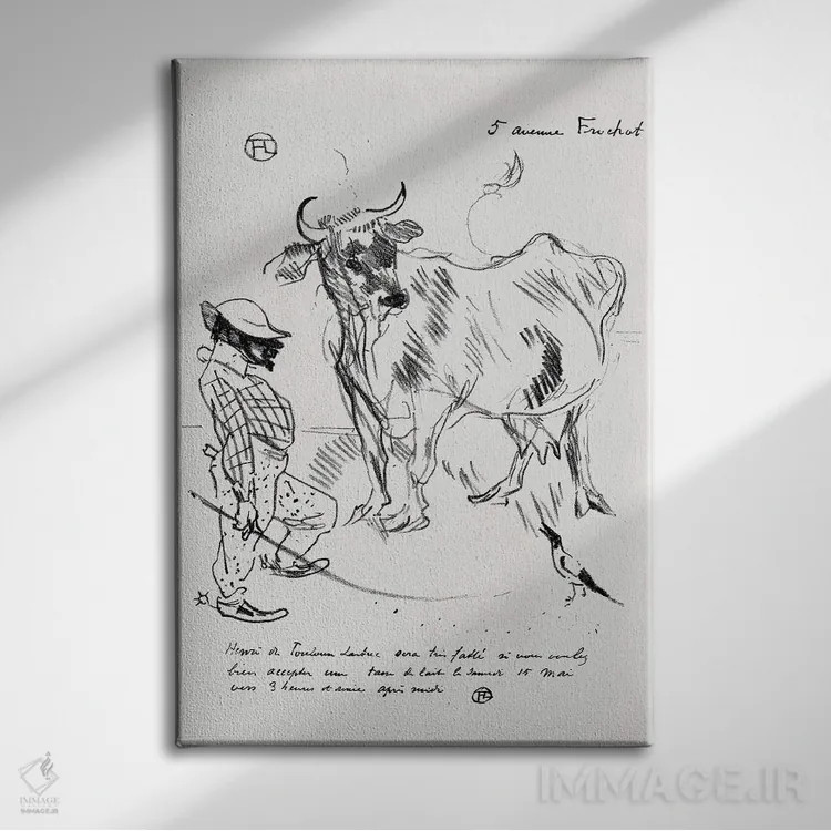 تابلو 1897,دعوت به یک فنجان شیر، ۱۸۹۷ اثر آنری دو تولوز-لوترک - نمای روبهرو روی دیوار
