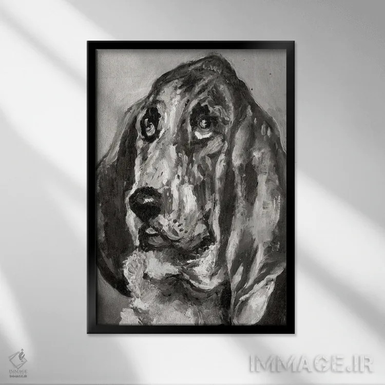 تابلو 1880,سر سگی در حال دویدن، ۱۸۸۰ اثر آنری دو تولوز-لوترک - نمای قابدار مشکی