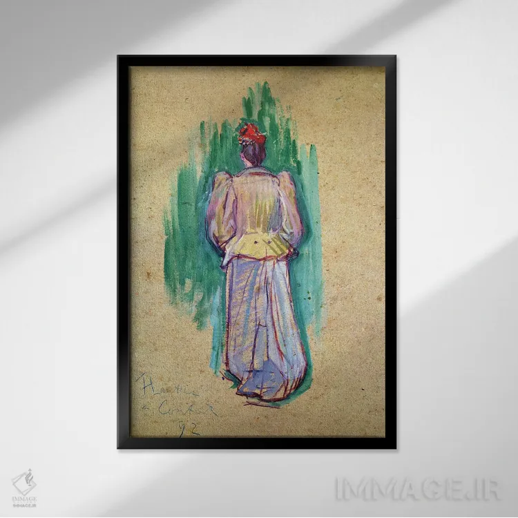 تابلو بانوی قدمزن اثر آنری دو تولوز-لوترک - نمای قابدار مشکی