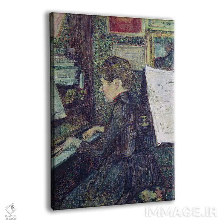 تابلو 1890,دوشیزه دیهو کنار پیانو، ۱۸۹۰ اثر آنری دو تولوز-لوترک - نمای پرسپکتیو محصول