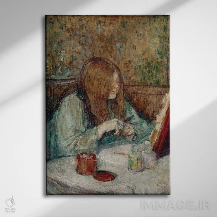 تابلو 1898,مادام پوپوول سر میز آرایش، ۱۸۹۸ اثر آنری دو تولوز-لوترک - نمای روبهرو روی دیوار