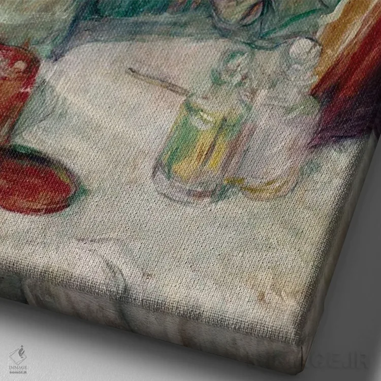 تابلو 1898,مادام پوپوول سر میز آرایش، ۱۸۹۸ اثر آنری دو تولوز-لوترک - نمای نزدیک بافت بوم