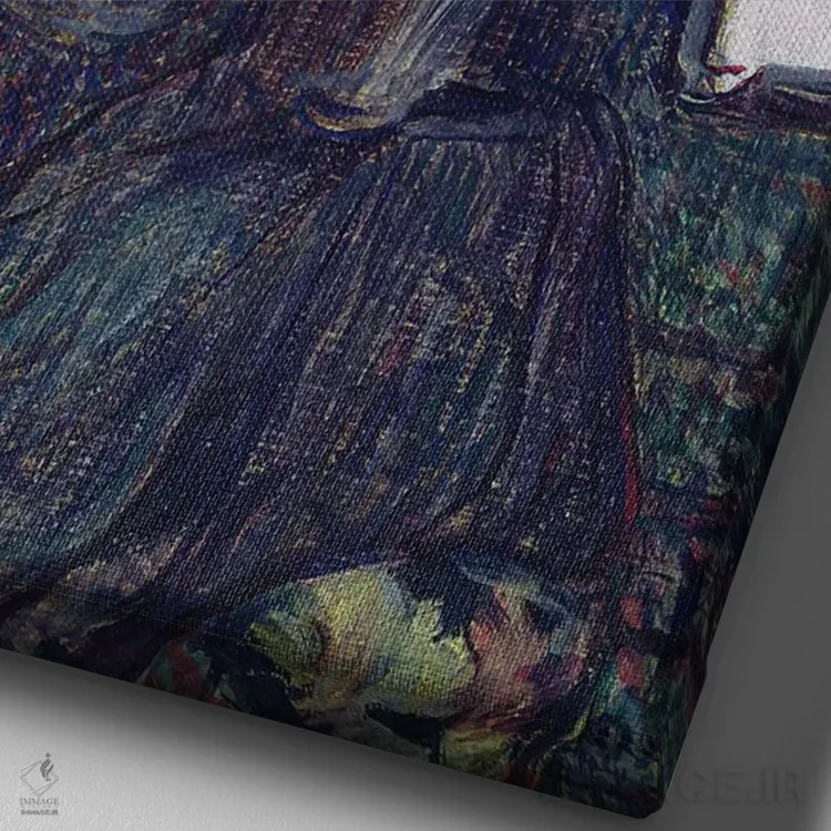 تابلو 1890,دوشیزه دیهو کنار پیانو، ۱۸۹۰ اثر آنری دو تولوز-لوترک - نمای نزدیک بافت بوم