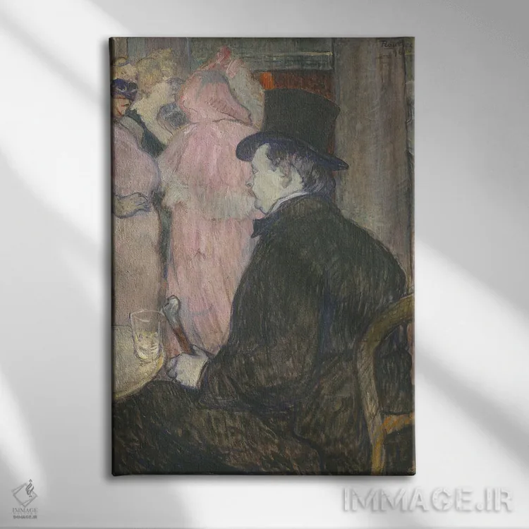 تابلو 1896,ماکسیم دتُماس، ۱۸۹۶ اثر آنری دو تولوز-لوترک - نمای روبهرو روی دیوار