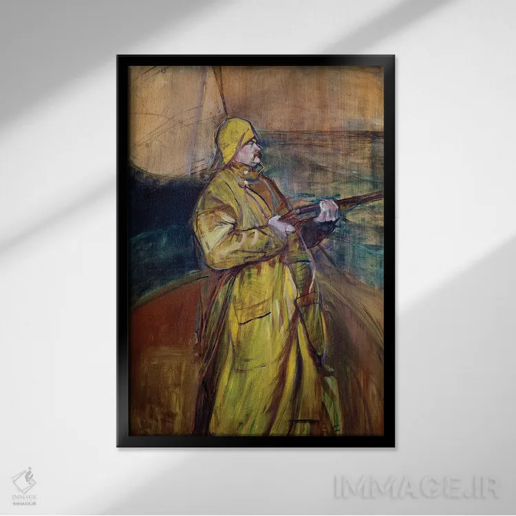 تابلو 1900,موریس ژویان در خلیج سُم، ۱۹۰۰ اثر آنری دو تولوز-لوترک - نمای قابدار مشکی