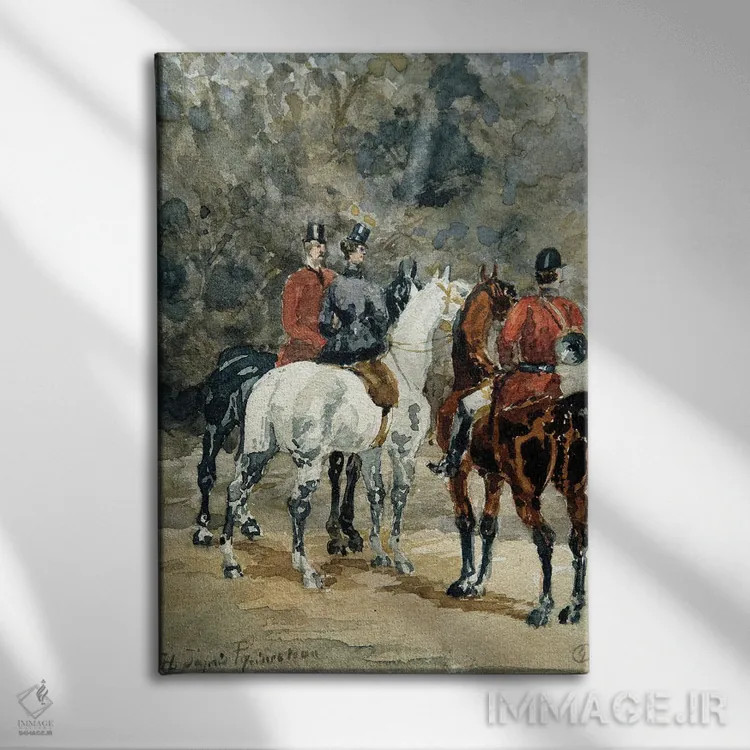 تابلو 1878,گردهمایی سوارکاران شکارچی، ۱۸۷۸ اثر آنری دو تولوز-لوترک - نمای روبهرو روی دیوار