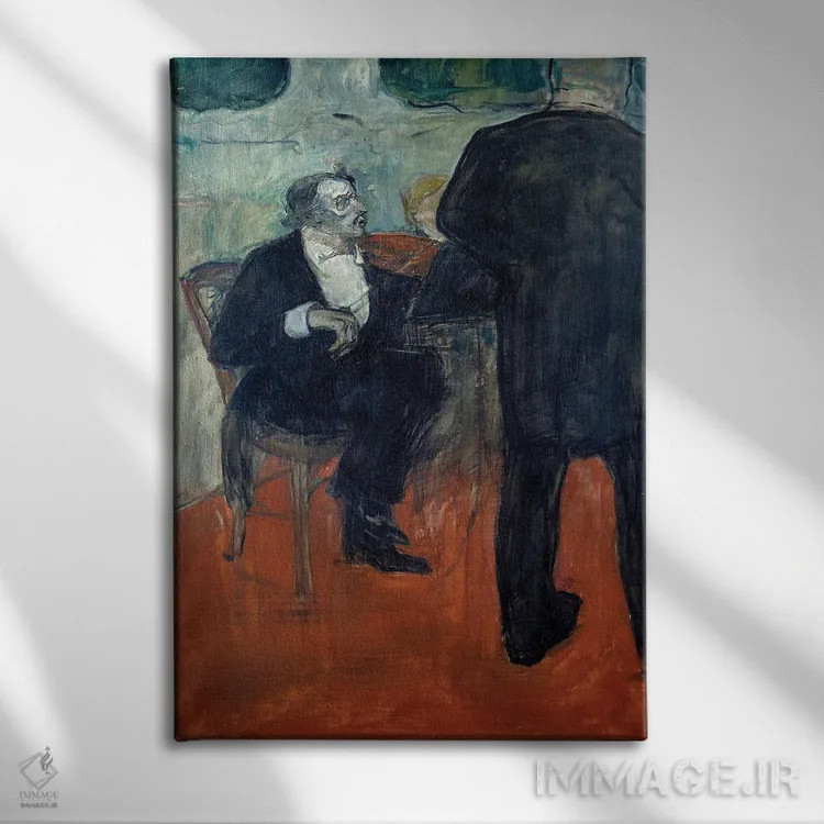 تابلو پرترهٔ نوازنده ویولن ژان باپتیست شارل دانکلا، ۱۹۰۰ اثر آنری دو تولوز-لوترک - نمای روبهرو روی دیوار