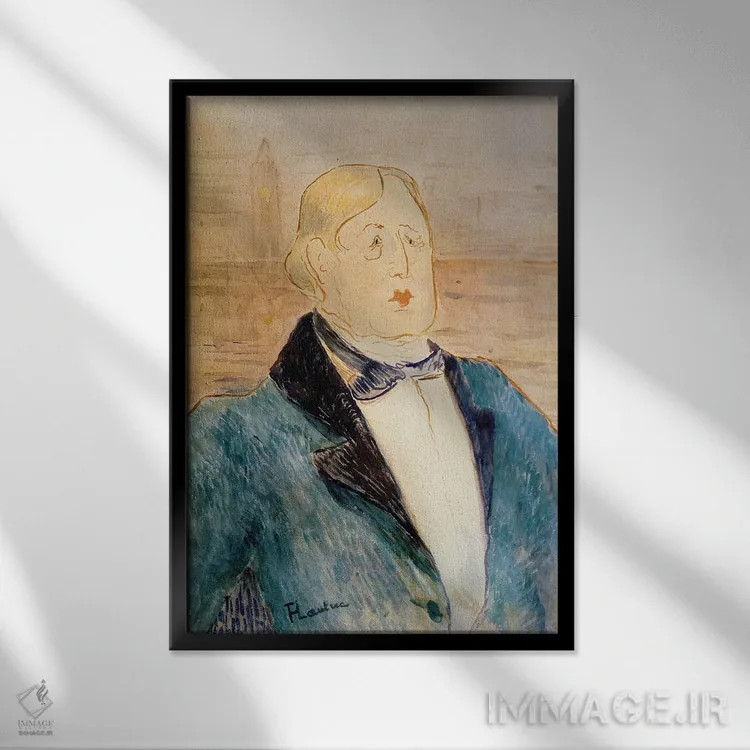تابلو 1895,پرترهٔ اسکار وایلد، ۱۸۹۵ اثر آنری دو تولوز-لوترک - نمای قابدار مشکی
