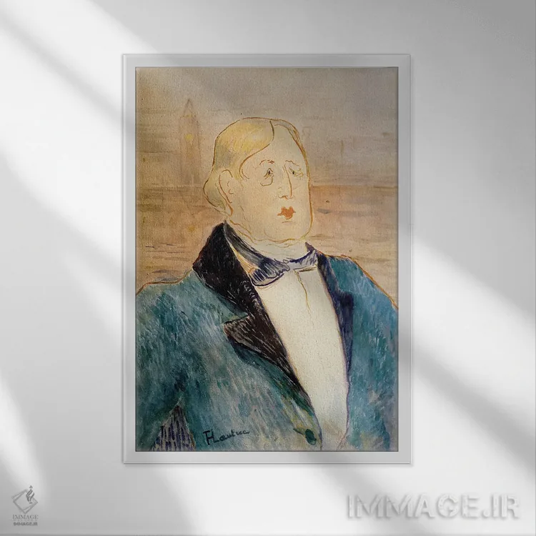تابلو 1895,پرترهٔ اسکار وایلد، ۱۸۹۵ اثر آنری دو تولوز-لوترک - نمای قابدار سفید