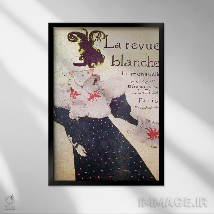 تابلو 1895,پوستر تبلیغاتی "لا روو بلانش"، ۱۸۹۵ اثر آنری دو تولوز-لوترک - نمای قابدار مشکی