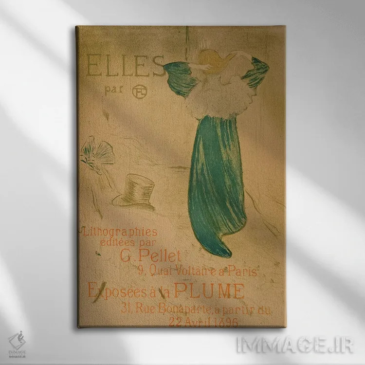 تابلو Pub. 1896,پوستر صفحه نخست مجموعه "ال"، چاپ ۱۸۹۶ اثر آنری دو تولوز-لوترک - نمای روبهرو روی دیوار