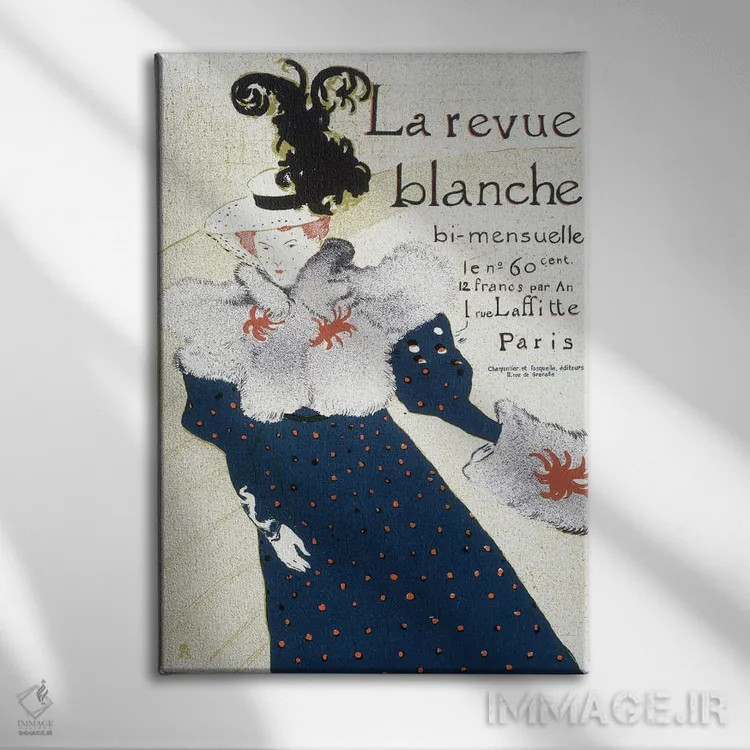 تابلو پوستر برای "لا روو بلانش"، ۱۸۹۵ اثر آنری دو تولوز-لوترک - نمای روبهرو روی دیوار