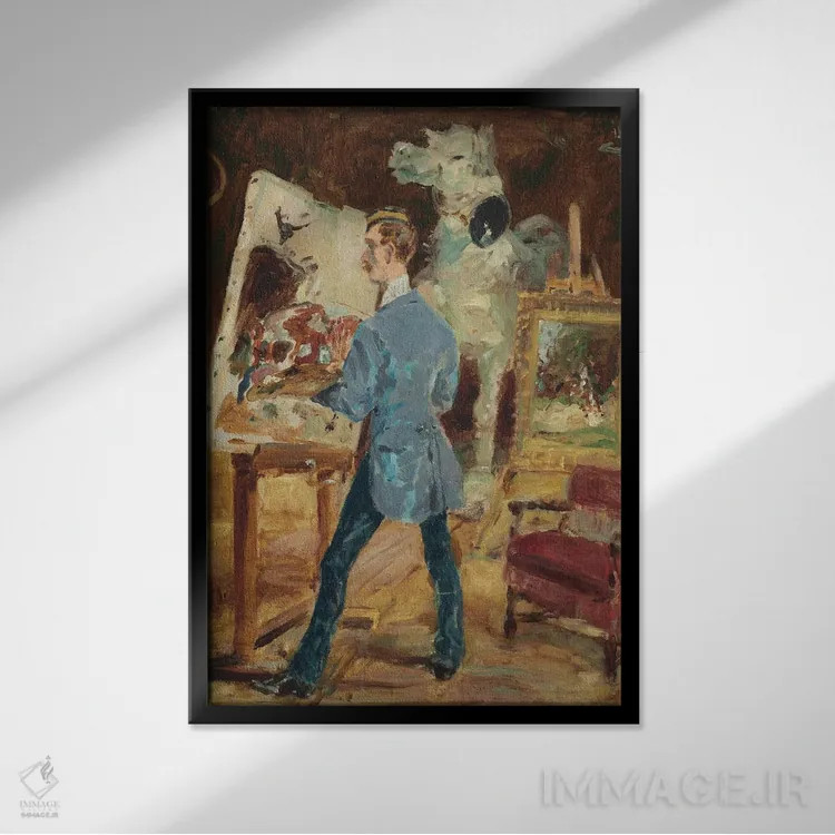 تابلو 1881,پرنستو در آتلیهاش، ۱۸۸۱ اثر آنری دو تولوز-لوترک - نمای قابدار مشکی