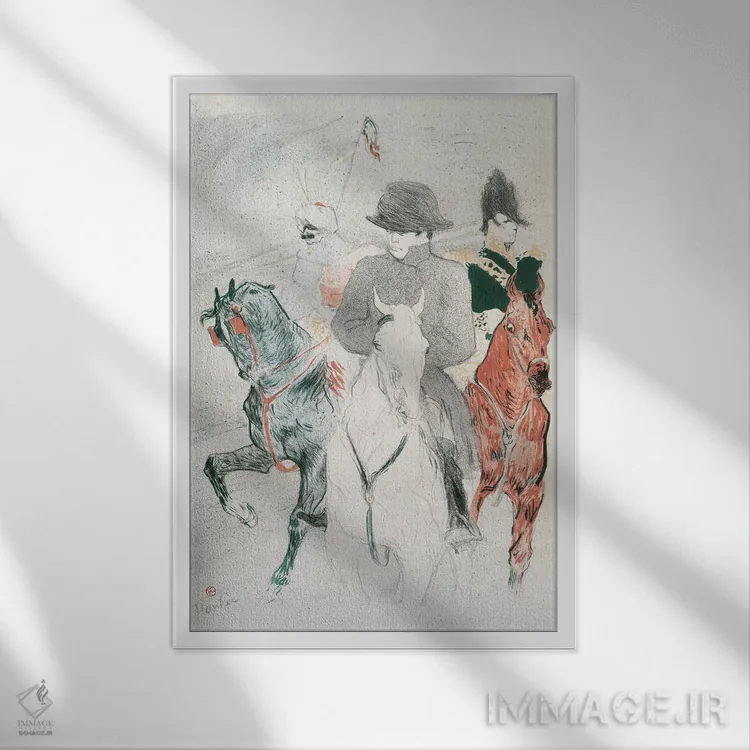 تابلو 'Life Of Napoleon', 1895,پوستر تبلیغ زندگینامه "زندگی ناپلئون" از پروفسور اسلون، ۱۸۹۵ اثر آنری دو تولوز-لوترک - نمای قابدار سفید