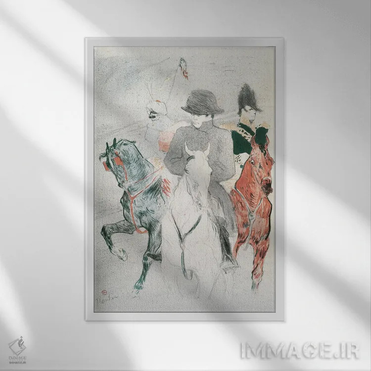 تابلو 'Life Of Napoleon', 1895,پوستر تبلیغ زندگینامه "زندگی ناپلئون" از پروفسور اسلون، ۱۸۹۵ اثر آنری دو تولوز-لوترک - نمای قابدار سفید