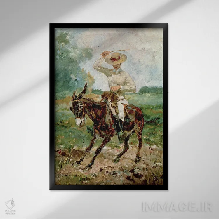 تابلو رائول تاپی دو سلِیرَن بر الاغ اثر آنری دو تولوز-لوترک - نمای قابدار مشکی