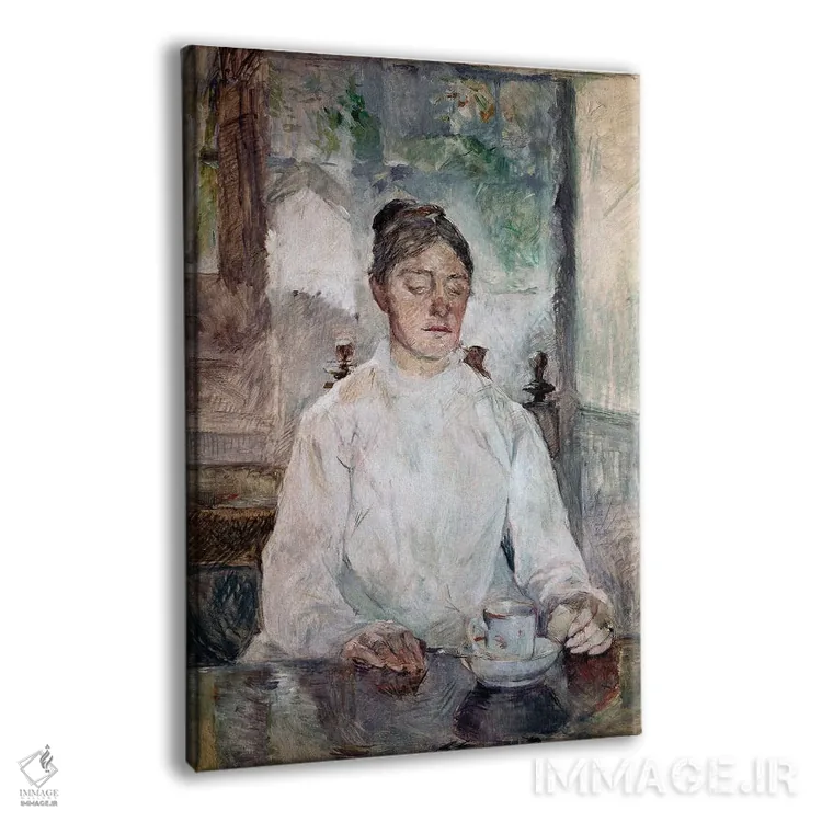 تابلو Countess Adele de Toulouse Lautrec, Having Breakfast At The Chateau de Malrome, 1881-83,مادر هنرمند، کنتس آدل دو تولوز-لوتراک، در حال صبحانه در قلعه مالروم، ۱۸۸۱–۸۳ اثر آنری دو تولوز-لوترک - نمای پرسپکتیو محصول