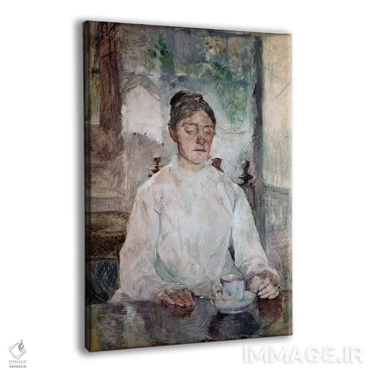 تابلو Countess Adele de Toulouse Lautrec, Having Breakfast At The Chateau de Malrome, 1881-83,مادر هنرمند، کنتس آدل دو تولوز-لوتراک، در حال صبحانه در قلعه مالروم، ۱۸۸۱–۸۳ اثر آنری دو تولوز-لوترک - نمای پرسپکتیو محصول
