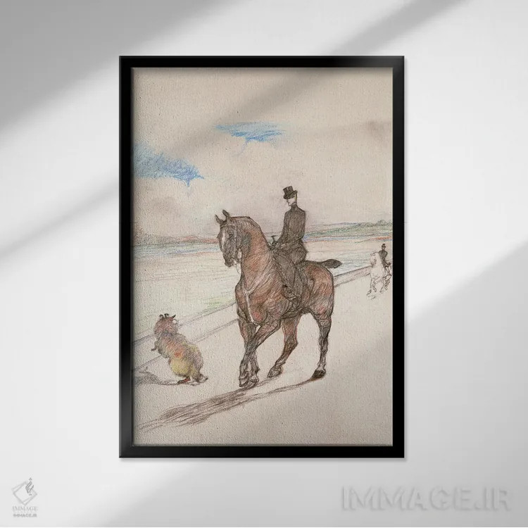 تابلو C.1899,آمازون (زن جنگجو)، حدود ۱۸۹۹ اثر آنری دو تولوز-لوترک - نمای قابدار مشکی