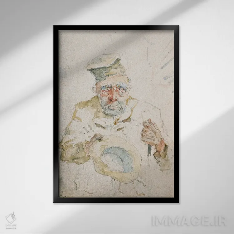 تابلو C.1880,گدا در شهر آلبی، حدود ۱۸۸۰ اثر آنری دو تولوز-لوترک - نمای قابدار مشکی