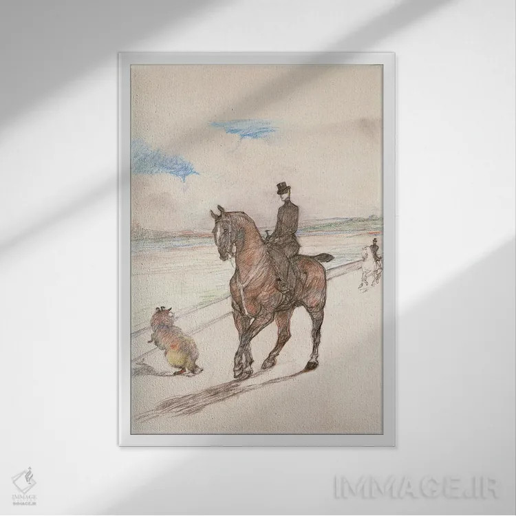 تابلو C.1899,آمازون (زن جنگجو)، حدود ۱۸۹۹ اثر آنری دو تولوز-لوترک - نمای قابدار سفید