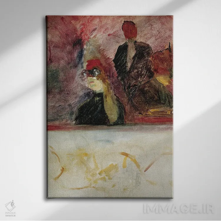 تابلو 1893,جعبه در ماسکارون دور، ۱۸۹۳ اثر آنری دو تولوز-لوترک - نمای روبهرو روی دیوار